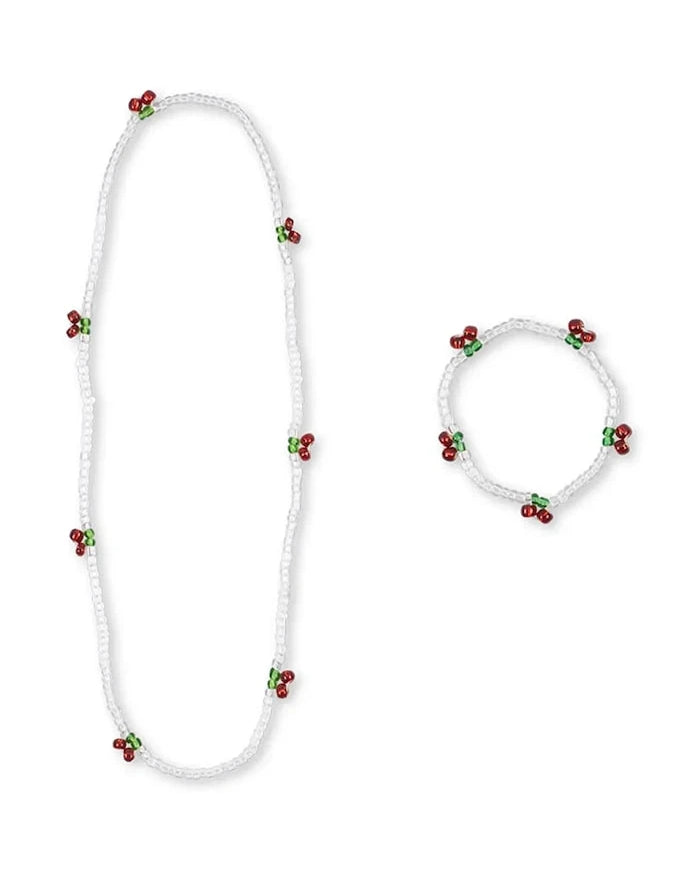 Konges Sløjd Çocuklar için PEARLY CHERRY KOLYE VE BİLEKLİK SETİ