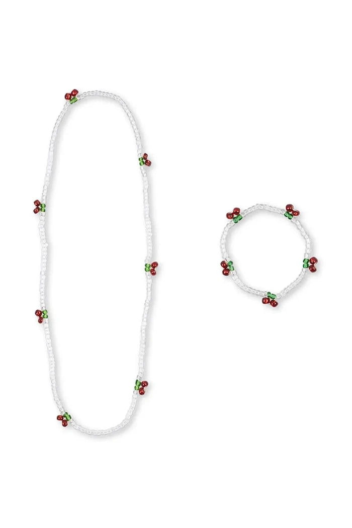 Konges Sløjd Çocuklar için PEARLY CHERRY KOLYE VE BİLEKLİK SETİ