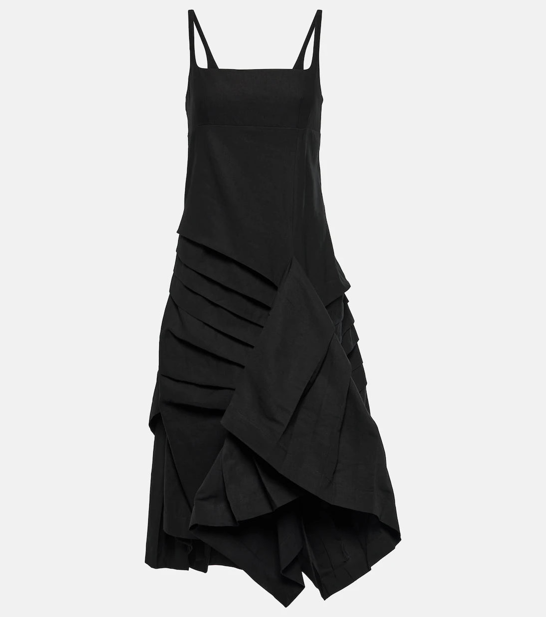 Dries Van Noten - Draped pleated linen and cotton midi dress