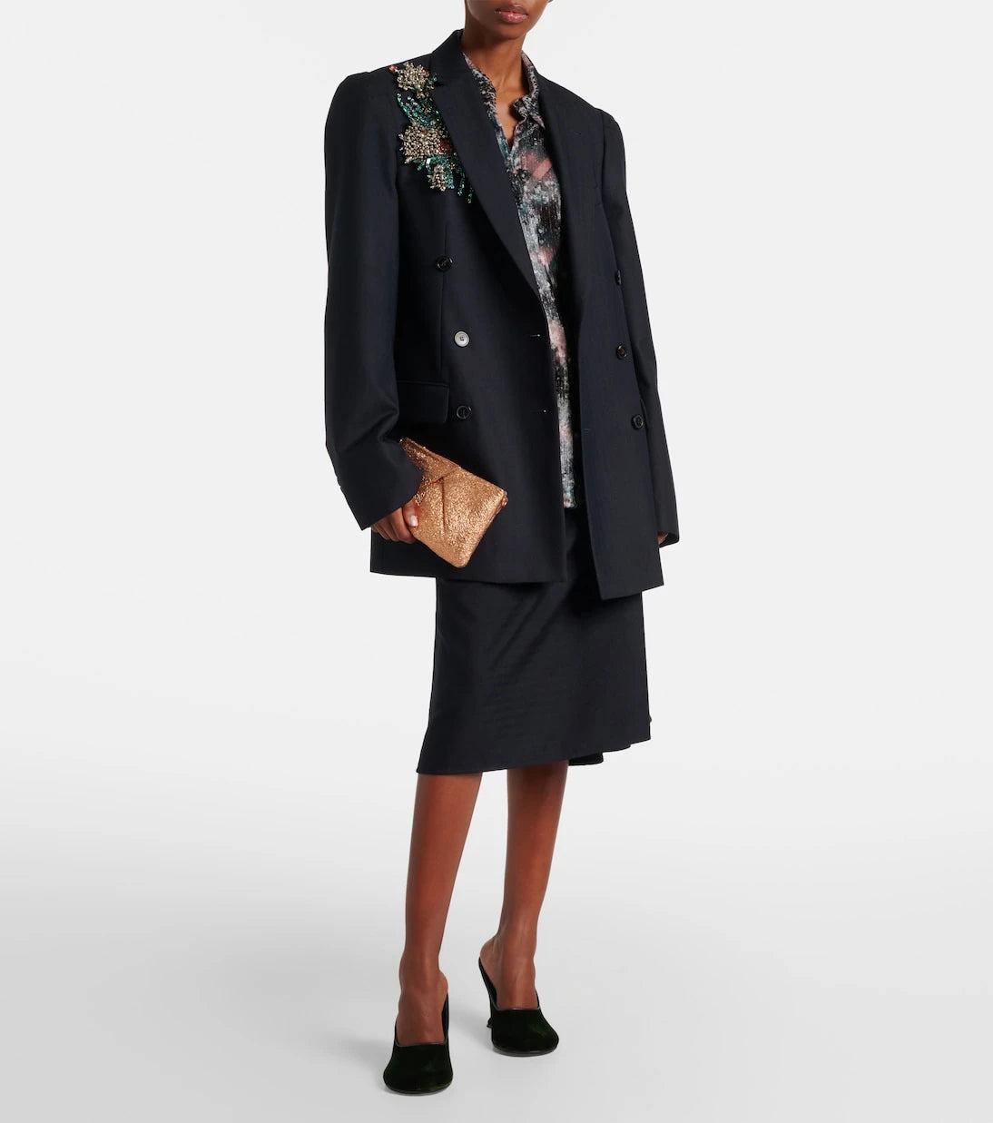 Dries Van Noten - Metallic leather clutch