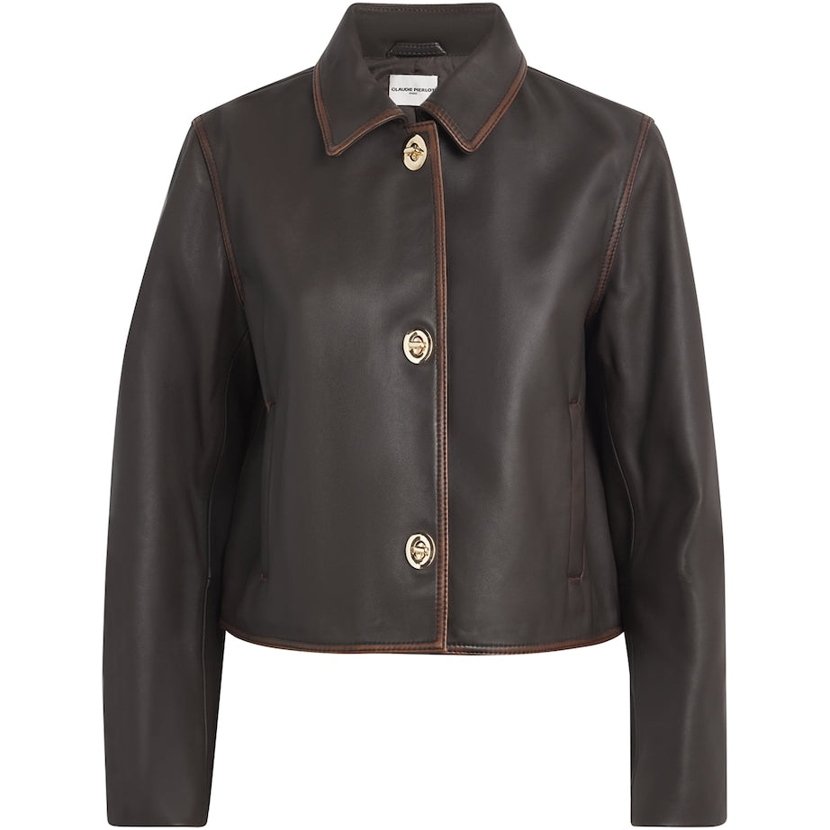 Claudie Pierlot White Leather Turn-Lock Jacket