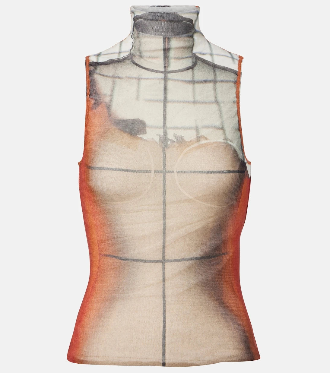 Jean Paul Gaultier - Fire tulle top