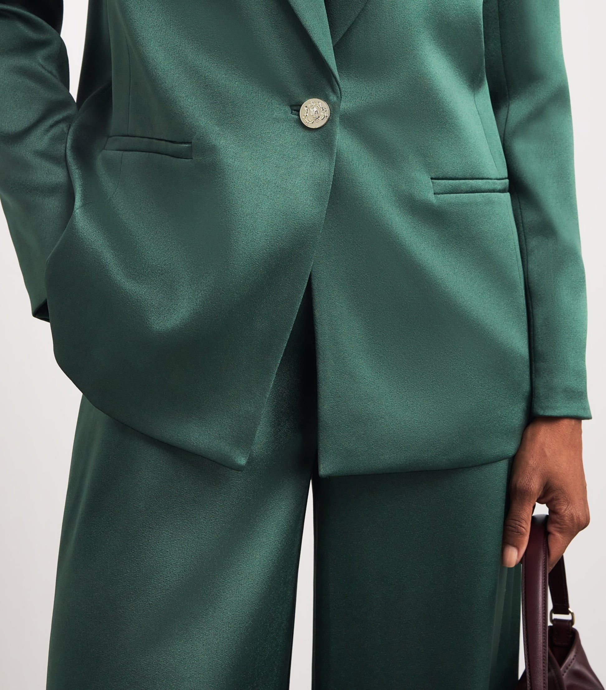 Alice+Olivia Green Satin Silas Blazer