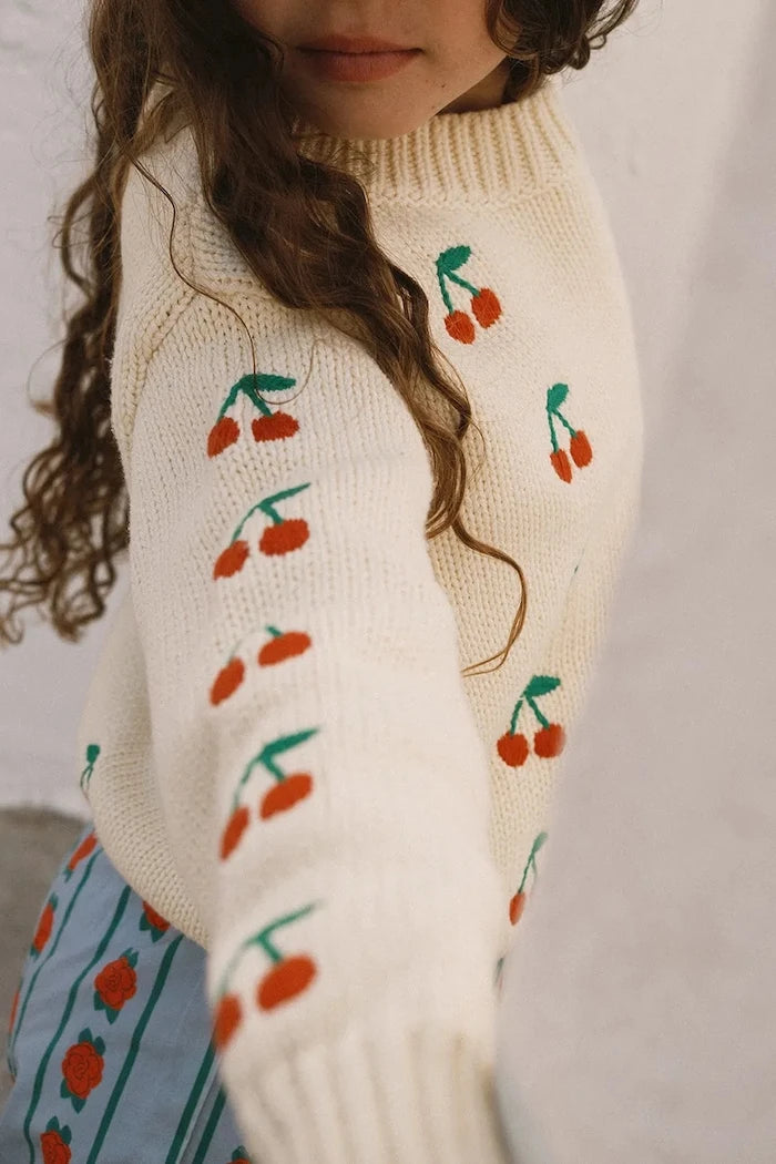 Детски памучен пуловер Tinycottons MINI CHERRIES SWEATER