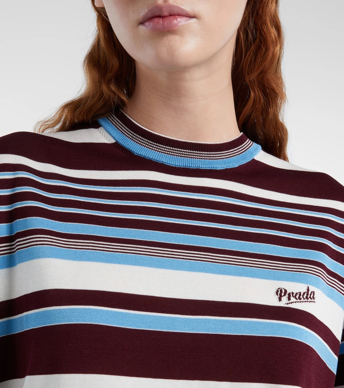 Prada - تي شيرت قطني مخطط