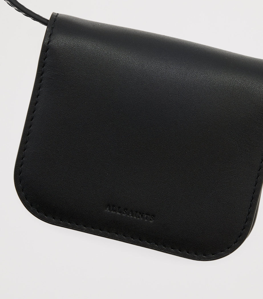 Black Small Leather Maeve Cross-Body Card Holder