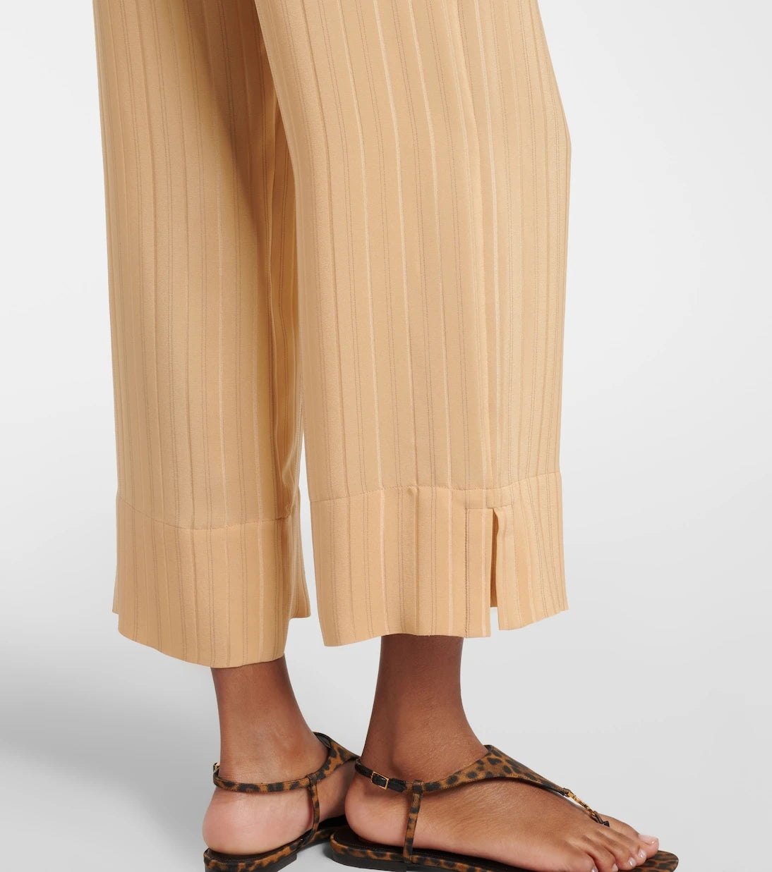 Saint Laurent - Striped cropped silk straight pants