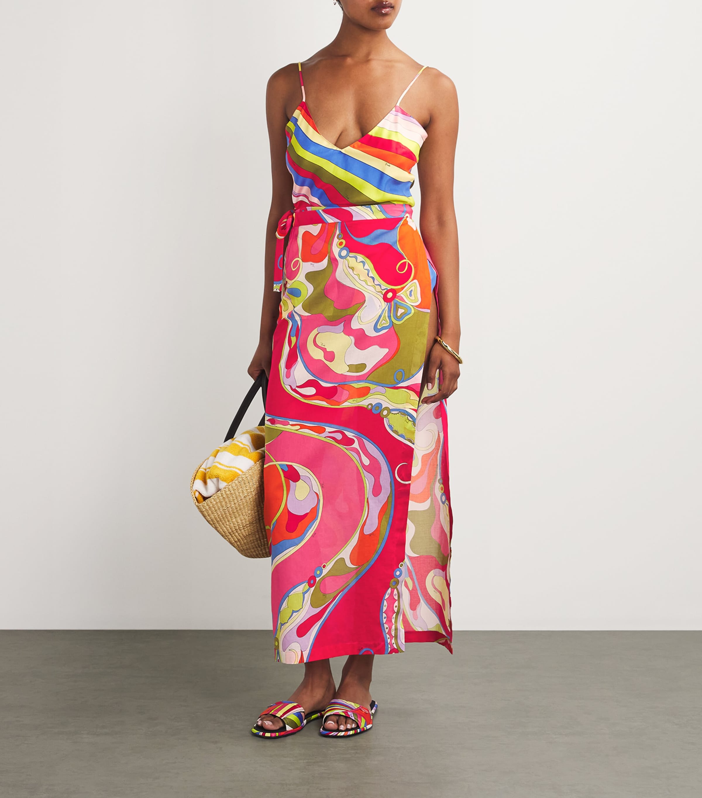 Multi Cotton Orchidee Wrap Skirt