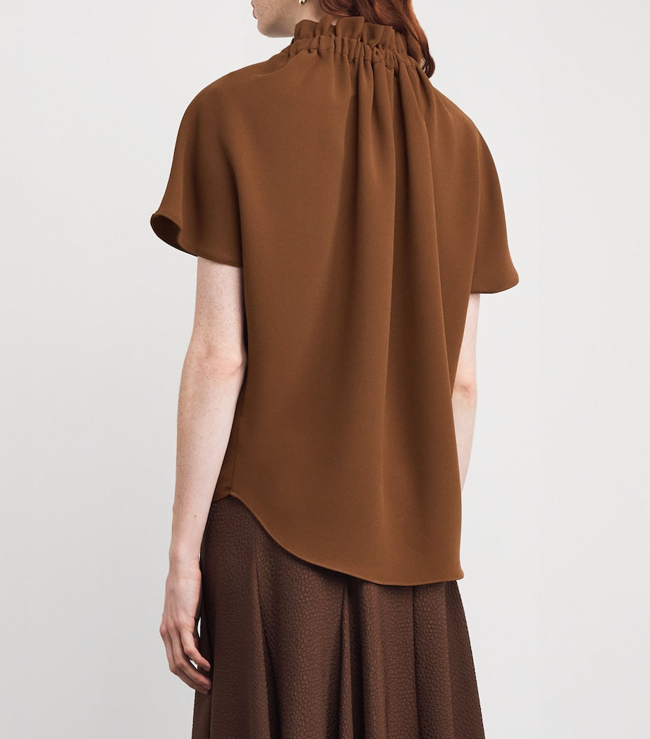 Edeline Lee Brown Ruff Blouse