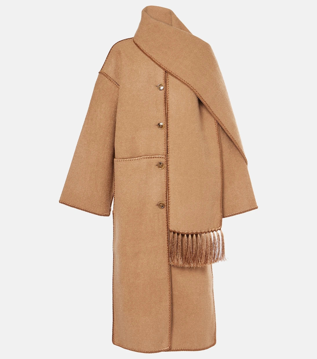 Toteme - Embroidered wool-blend scarf coat