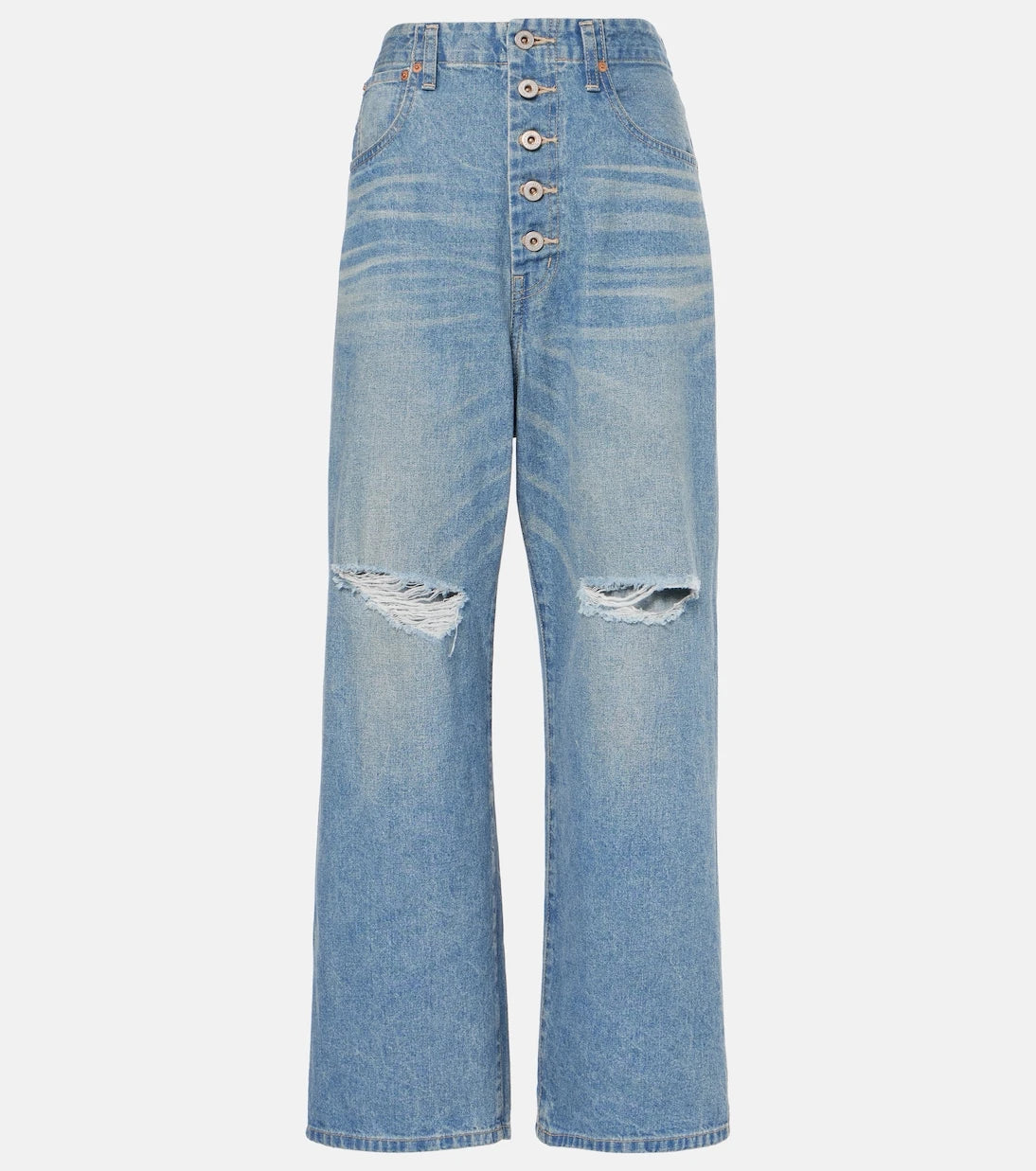Junya Watanabe - Kesik detaylı geniş paça jean pantolon