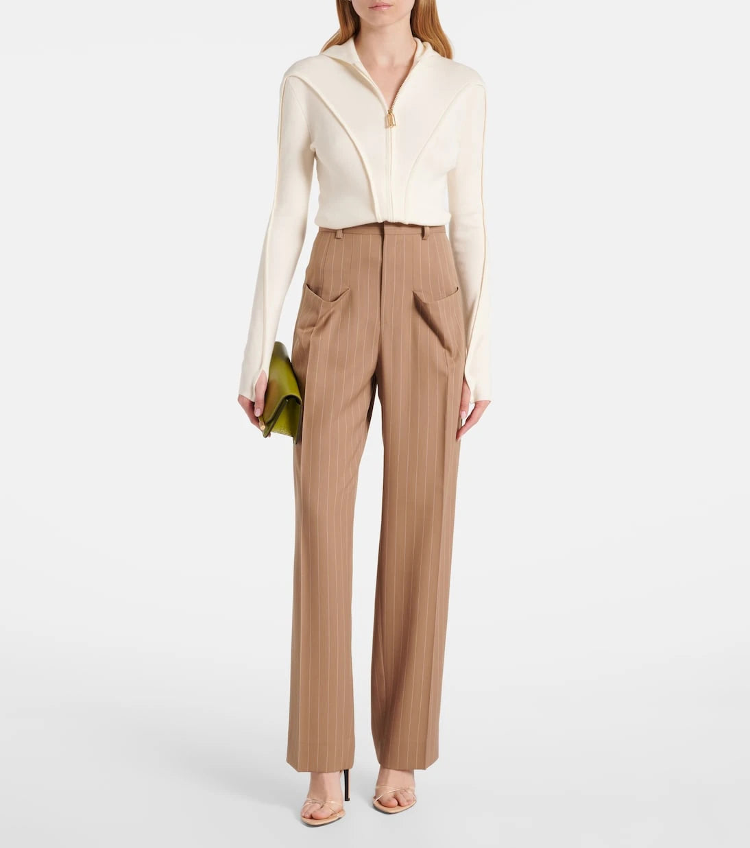 Victoria Beckham - Wool-blend jersey zip-up hoodie