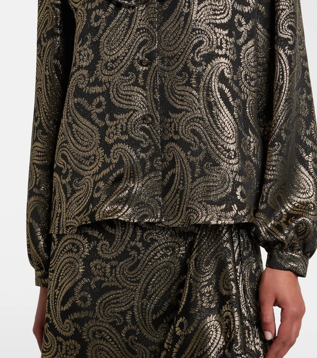 Etro - Paisley fırfırlı ipek karışımı bluz