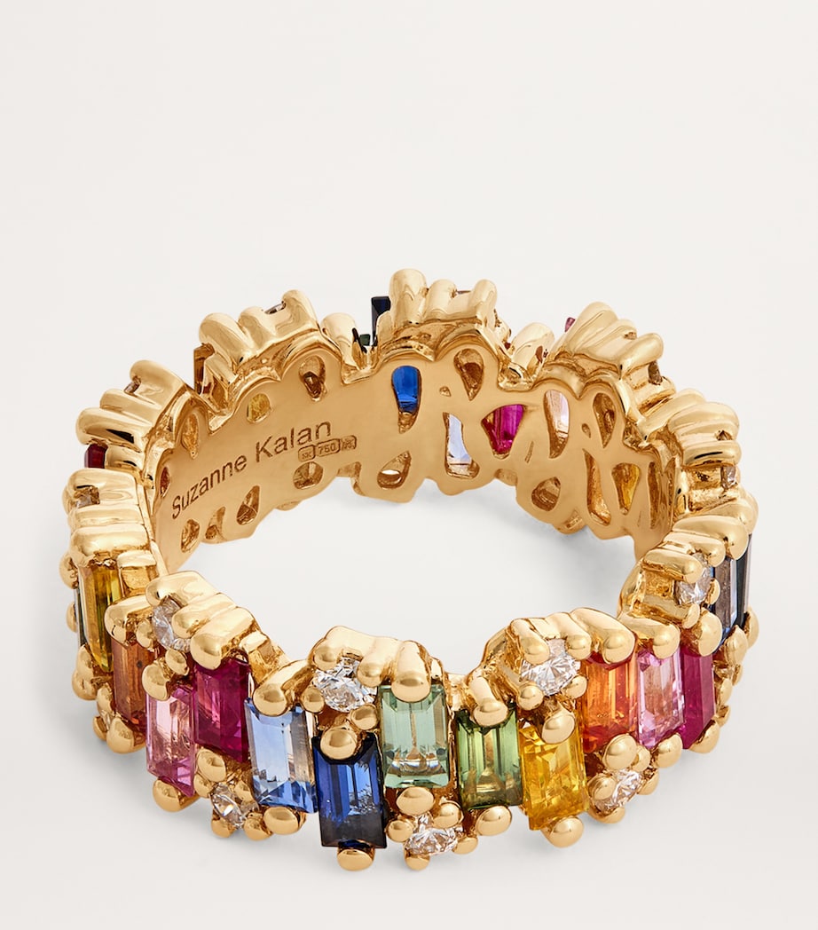 Suzanne Kalan Yellow Gold, Diamond and Sapphire Shimmer Audrey Ring