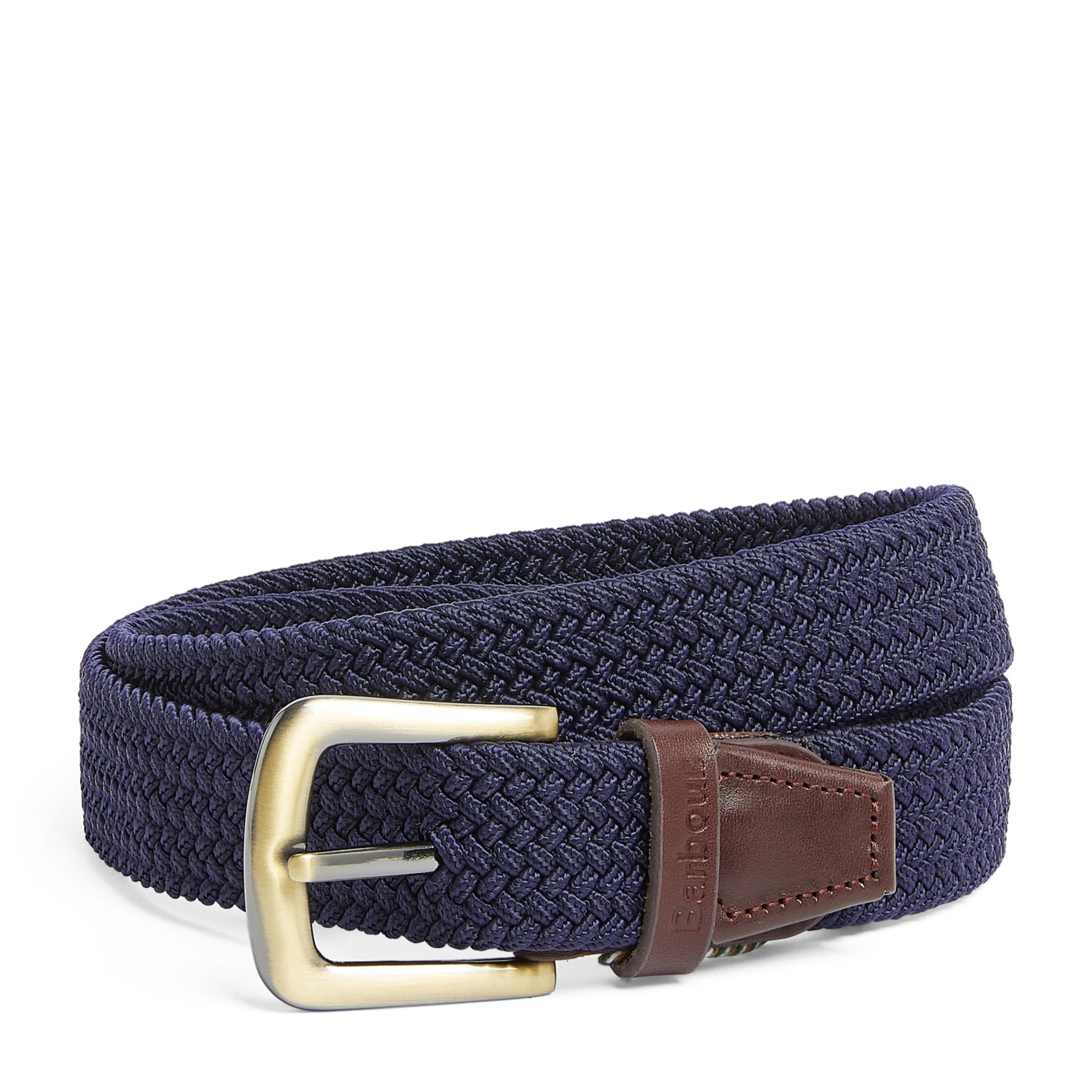 Leather-Trimmed Woven Belt