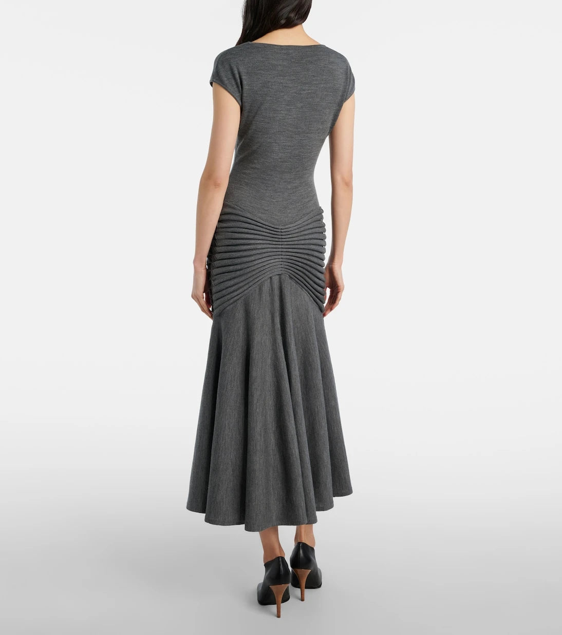 Alaïa - Knitted pleated wool midi dress
