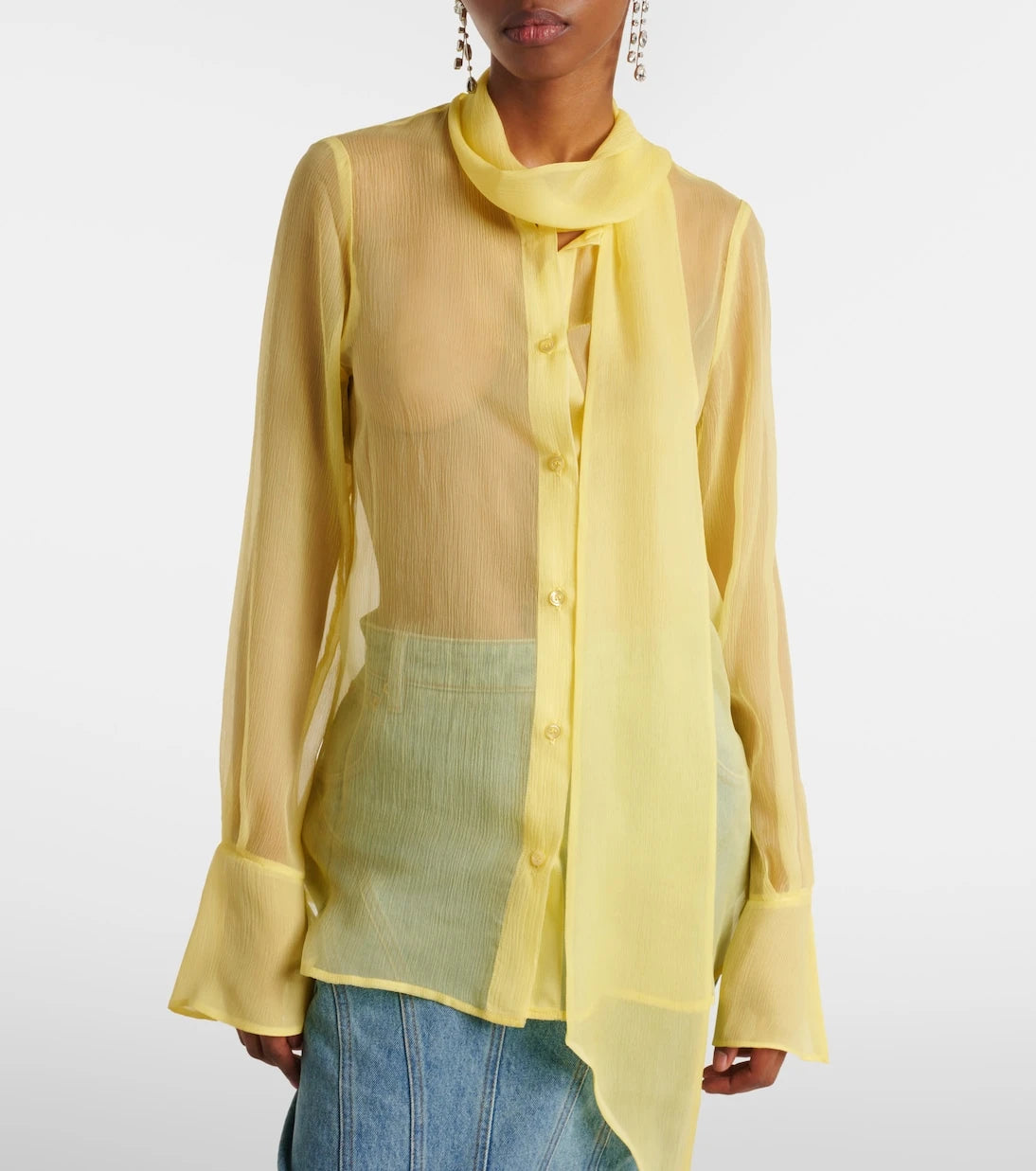 Nina Ricci - Sheer tie-neck silk chiffon blouse