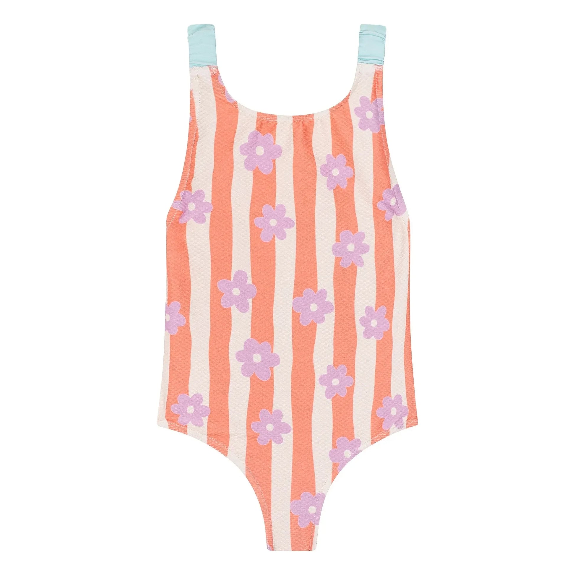 My First Cantê - Mel Fleurs Rayé Texturé Swimsuit | Pink