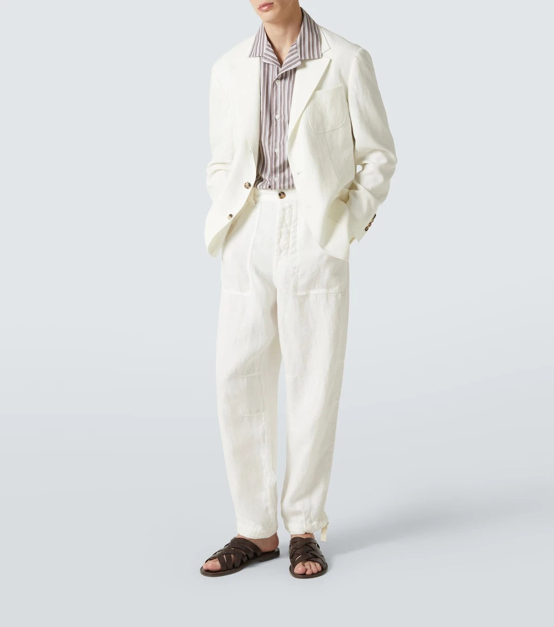 Brunello Cucinelli - Striped cotton bowling shirt