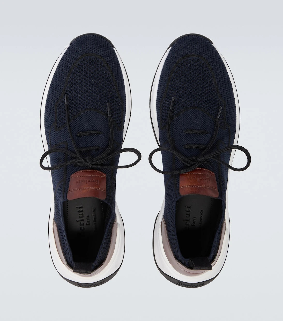 Berluti - Shadow leather-trimmed knitted sneakers
