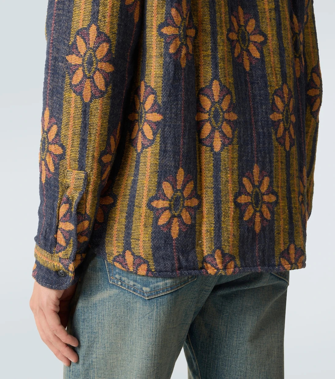 RRL - Floral striped cotton jacquard shirt