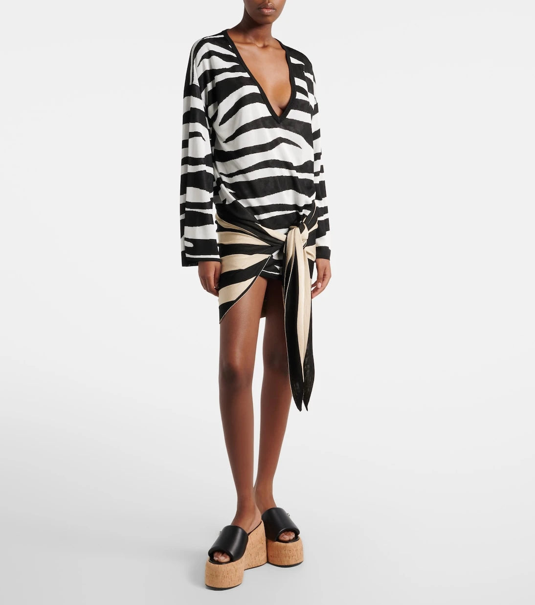 The Attico - Knitted zebra-print minidress