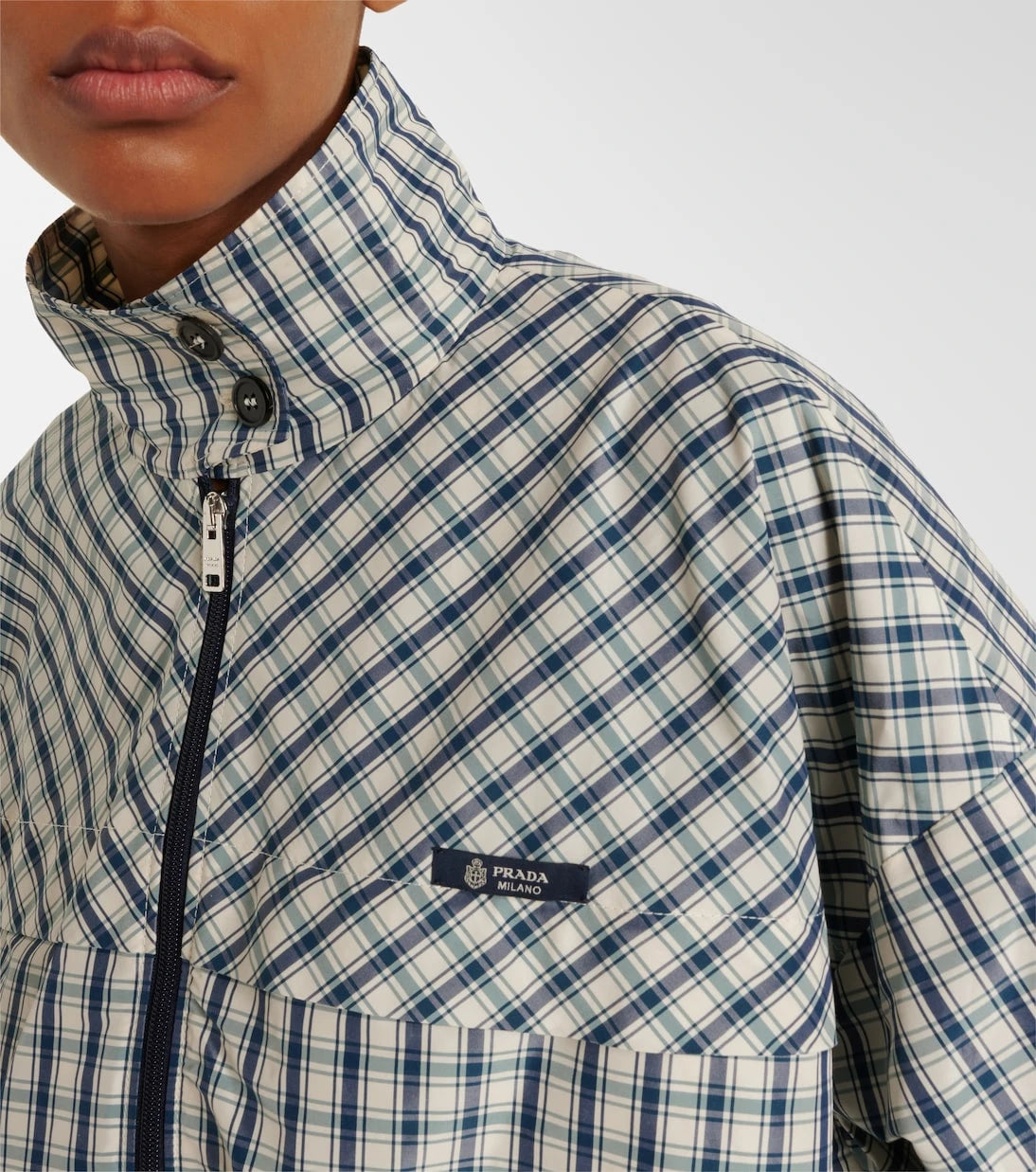 Prada - Checked cotton-blend chambray jacket