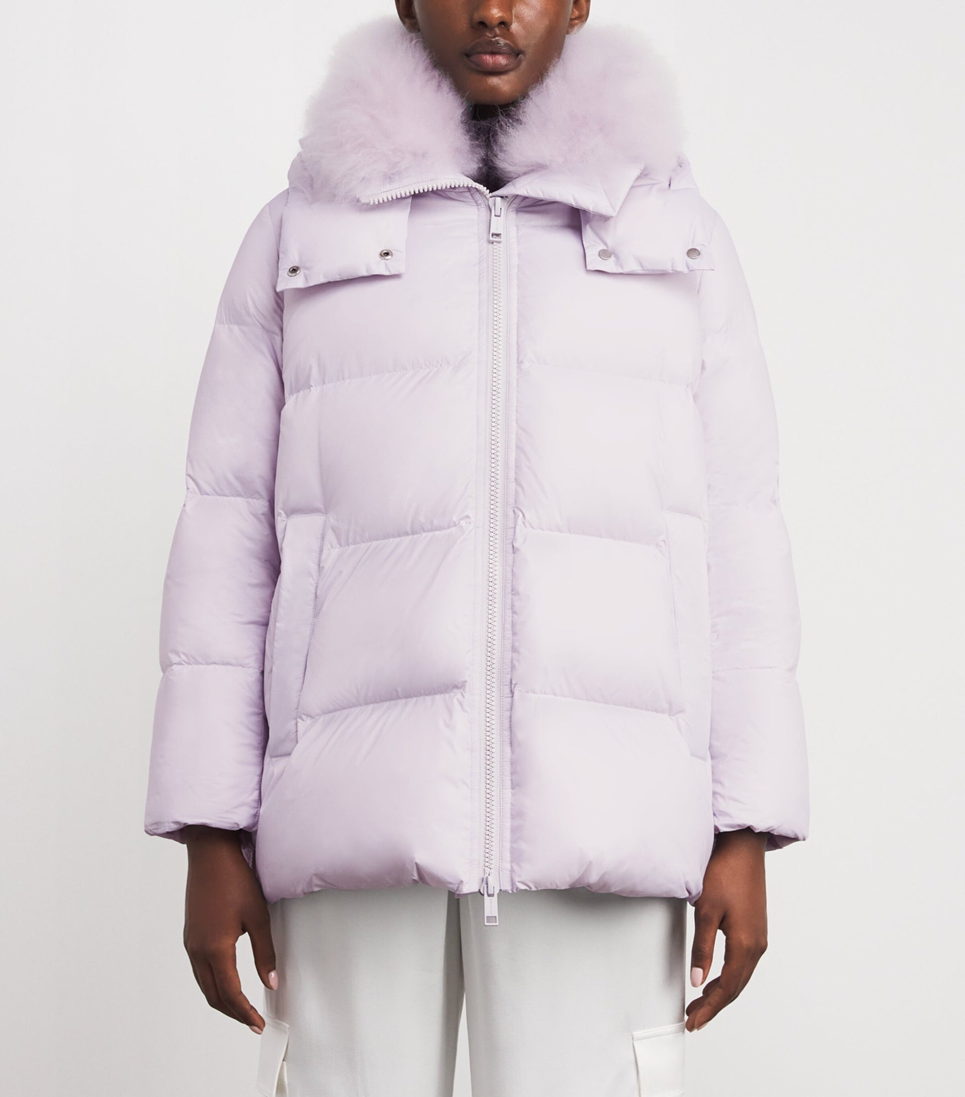 Yves Salomon Pink Down-Mink Technical Puffer Jacket (76cm)