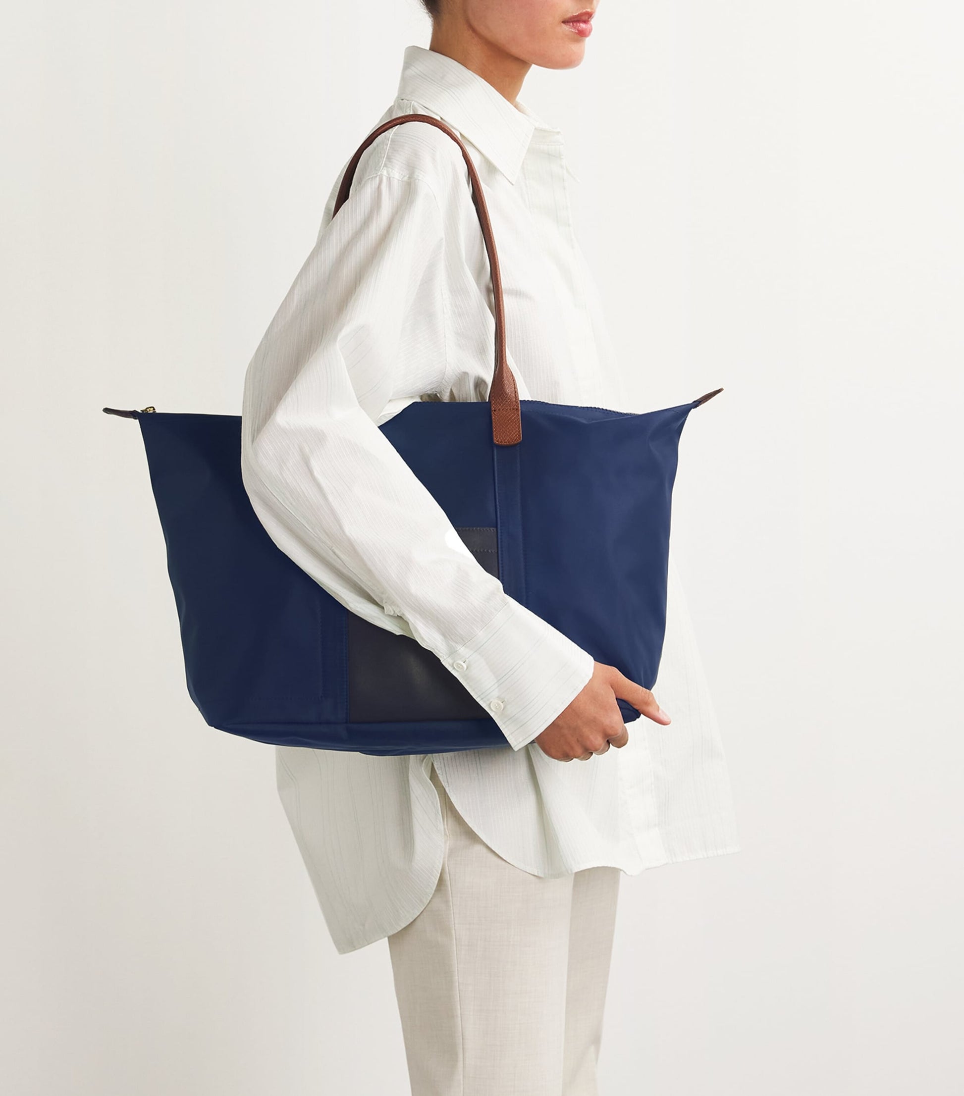Navy Medium Nylon Tote Bag