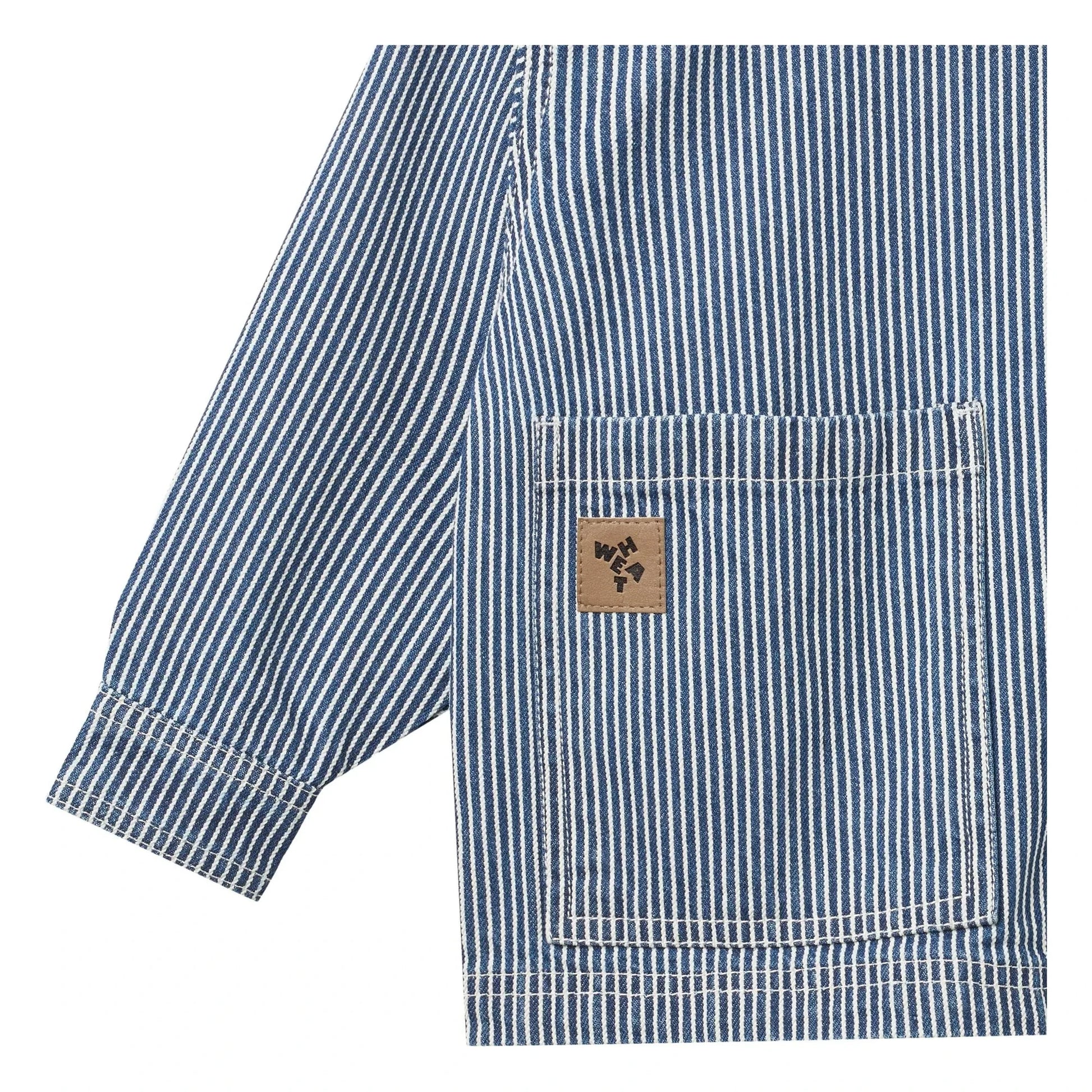Wheat - Cole Denim Stripe Organic Cotton Jacket | Blue