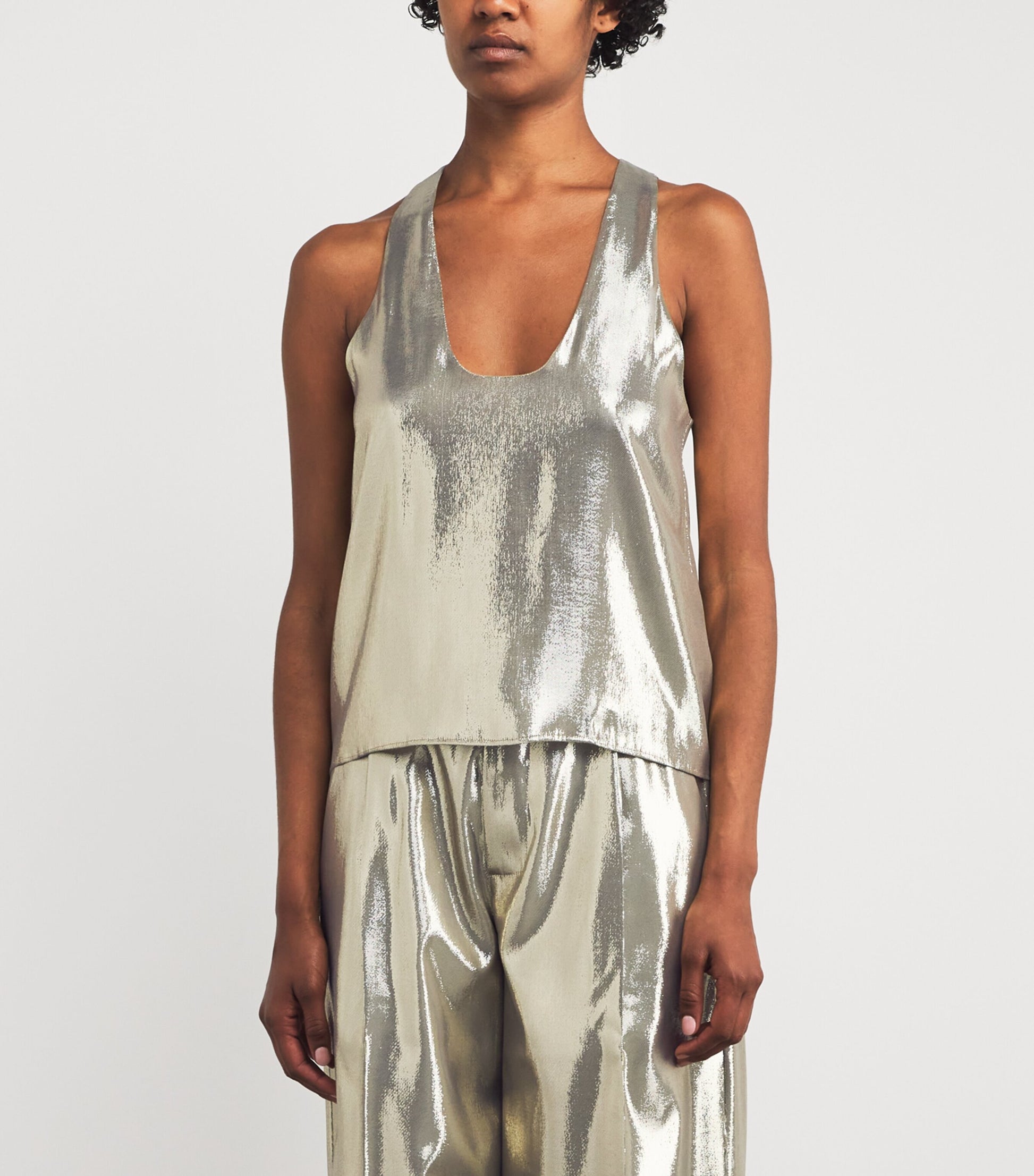 SASUPHI Gold Silk-Blend Tank Top