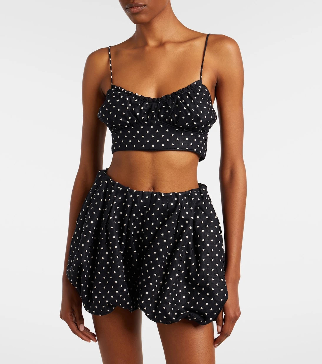 Faithfull - Lucia polka-dot linen crop top
