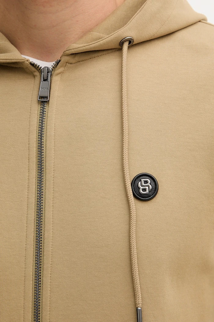 BOSS erkek pamuklu kapüşonlu ve fermuarlı sweatshirt C-Spence 01