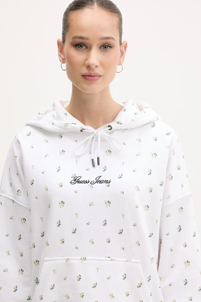 Guess Jeans kadın pamuklu kapüşonlu sweatshirt
