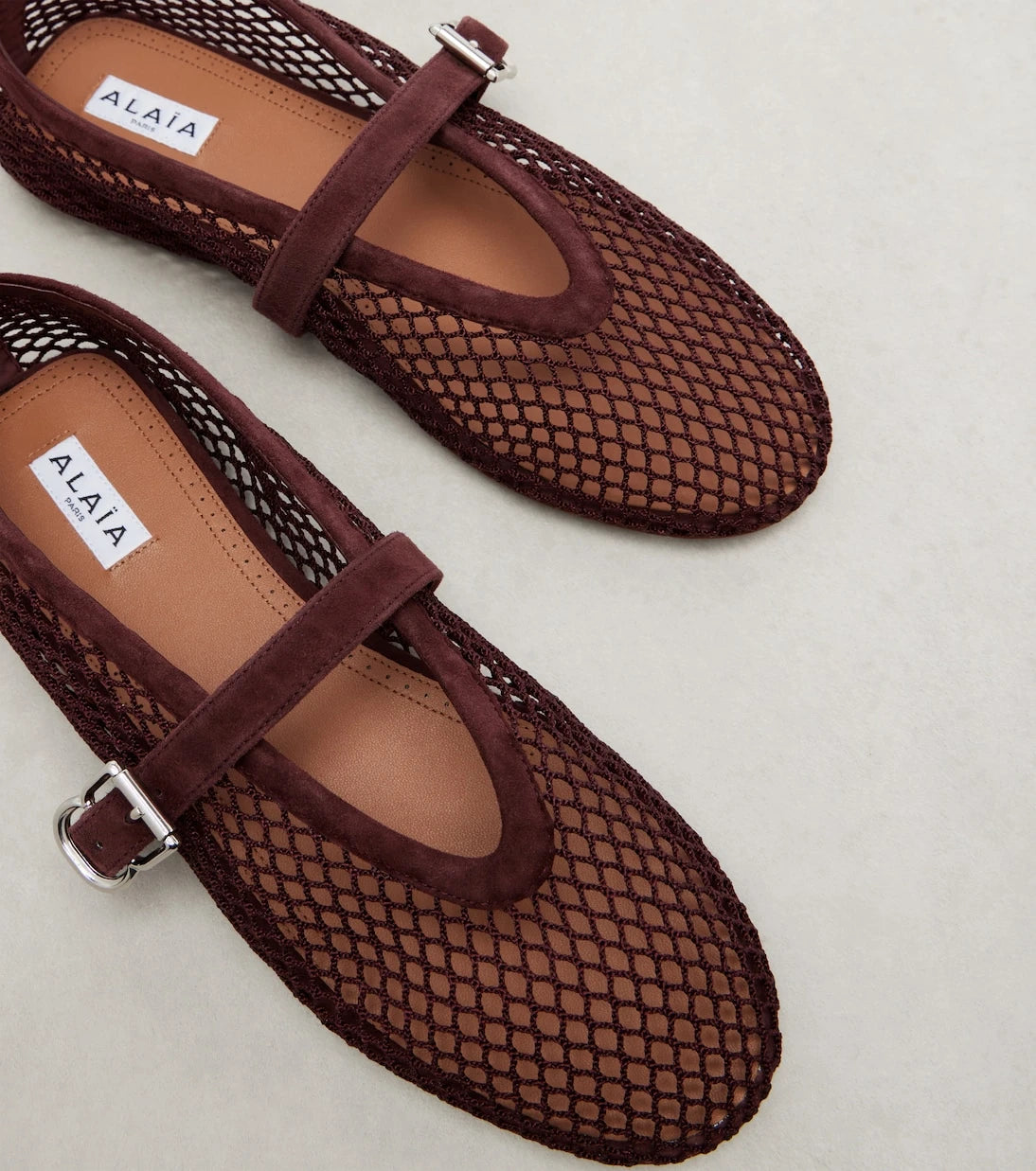 Alaïa - Ballerine fishnet Mary Jane flats