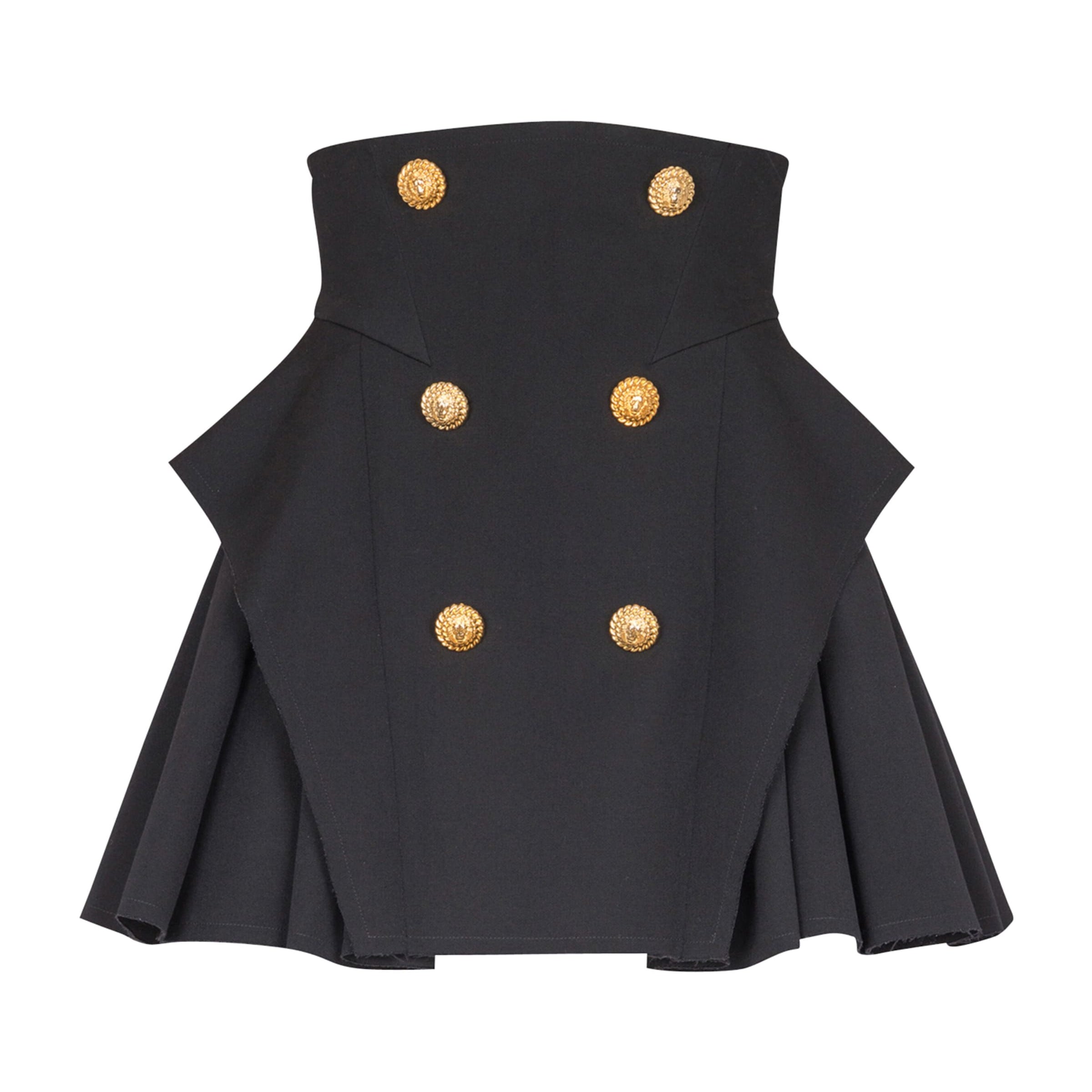 Black Wool Mini Skirt