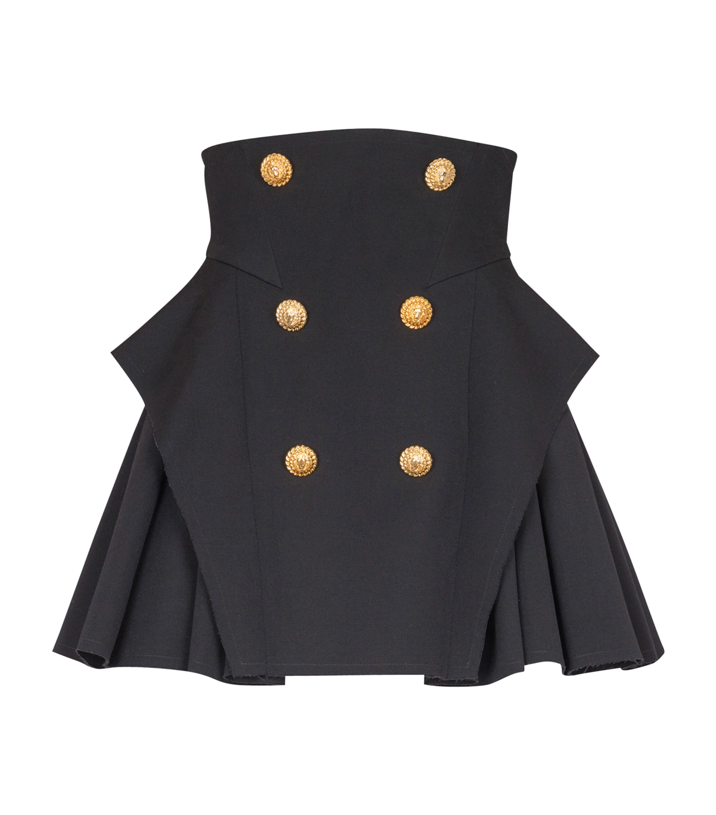 Black Wool Mini Skirt