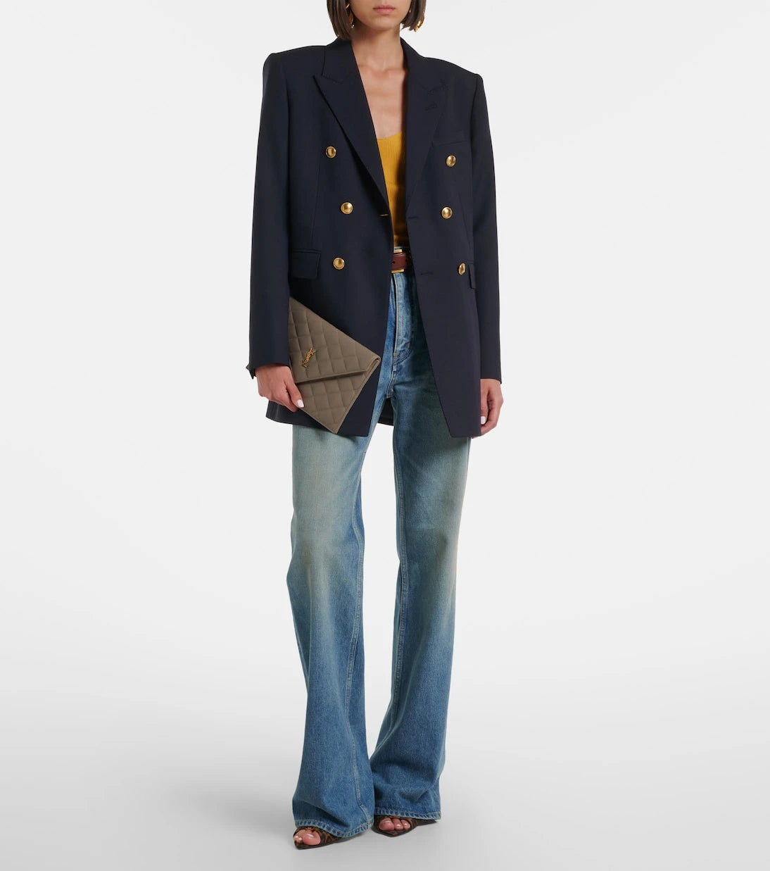 Saint Laurent - Paris leather clutch