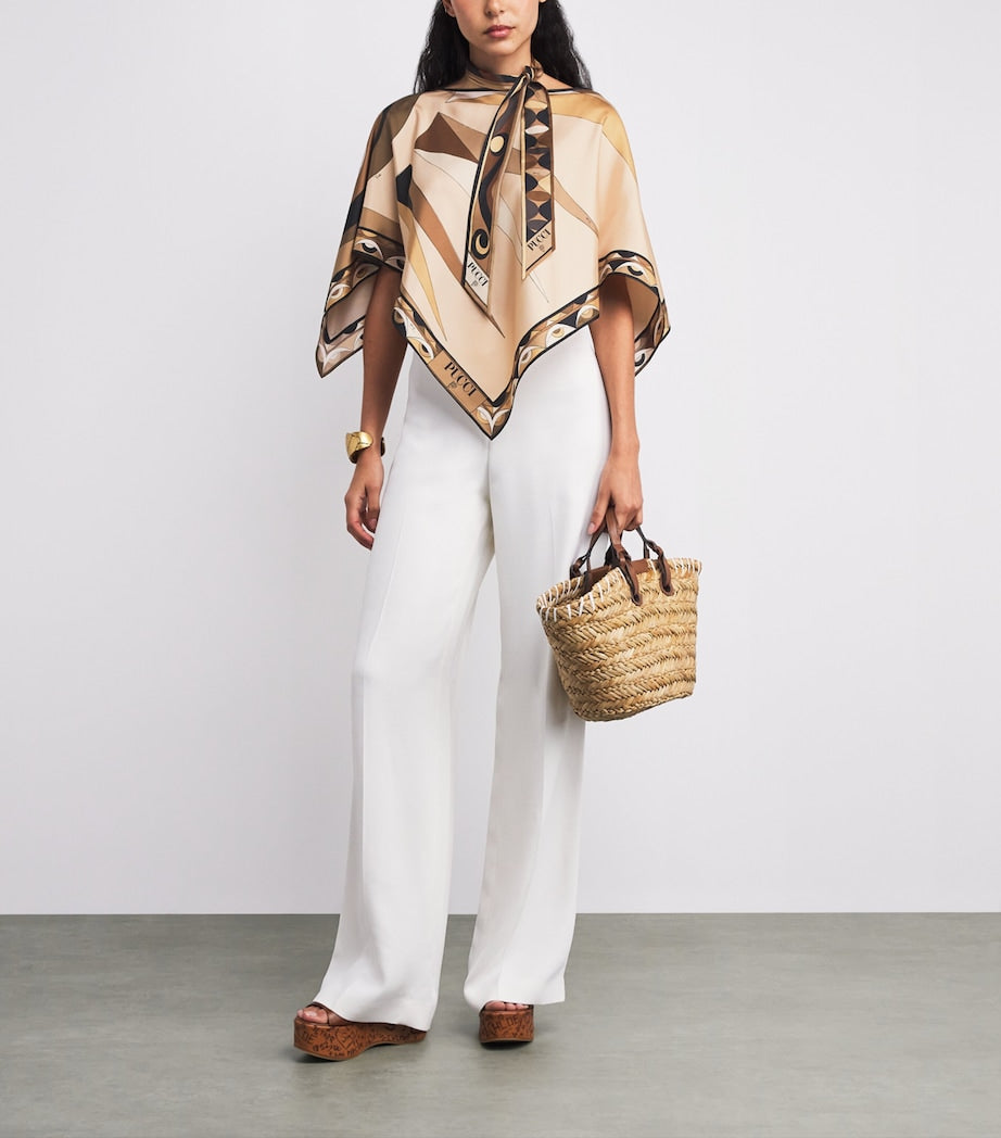 Gold Silk Hawaii Print Blouse