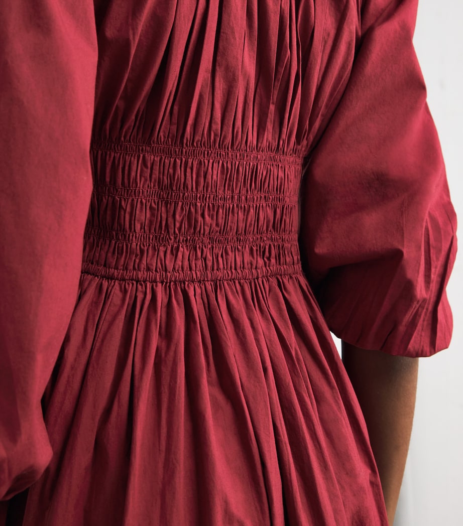 DÔEN Red Organic Cotton Quintessa Midi Dress