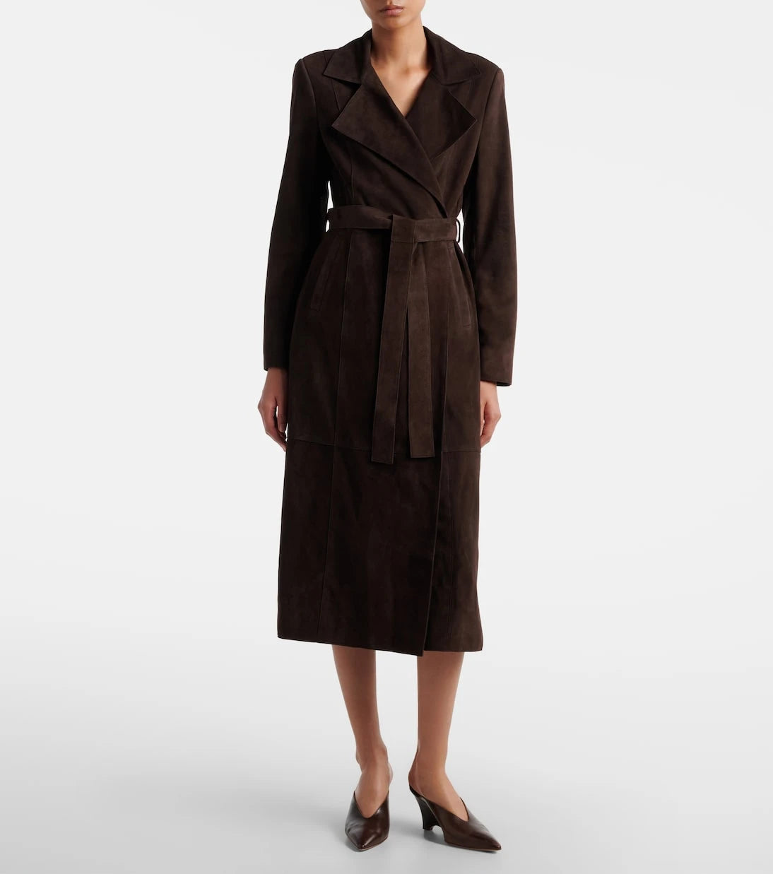 Nour Hammour - Winona belted suede wrap coat