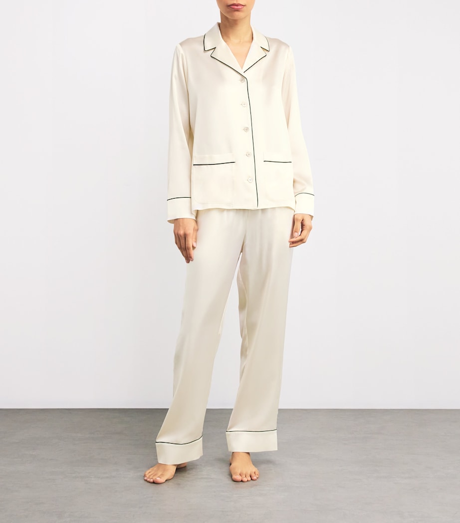Ivory Silk Satin Pyjama Set
