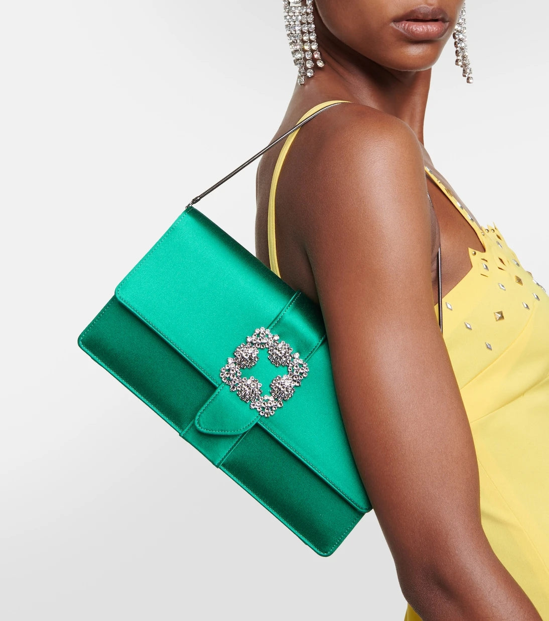 Manolo Blahnik - Capri embellished satin clutch