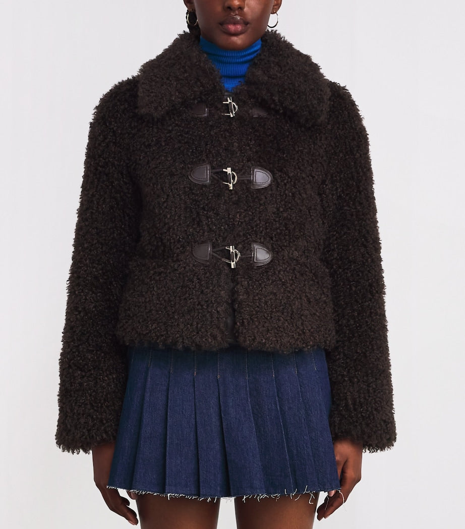 Maje Brown Faux Shearling Bomber Jacket