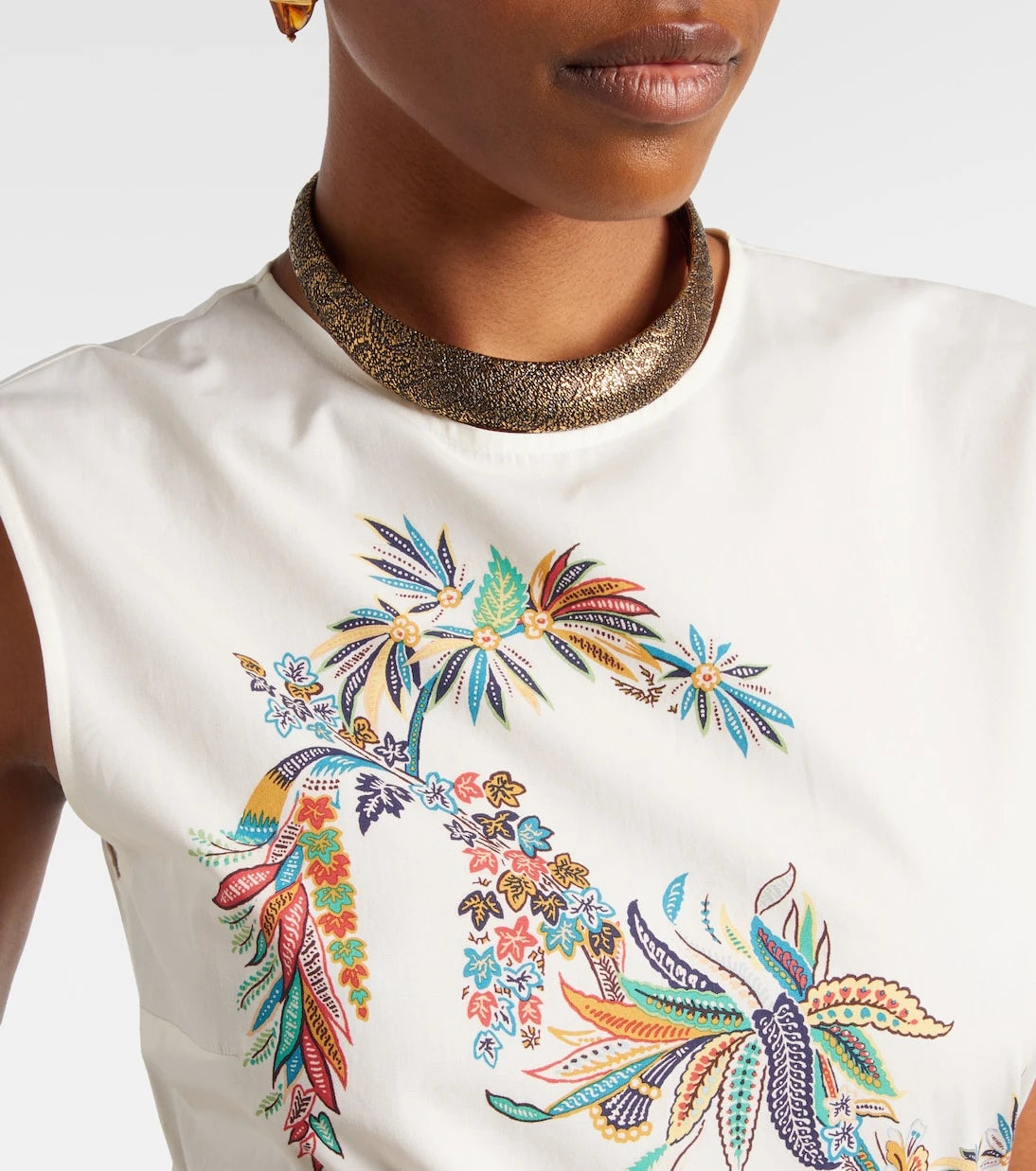 Etro - فستان ماكسي قطني مطبوع بحزام