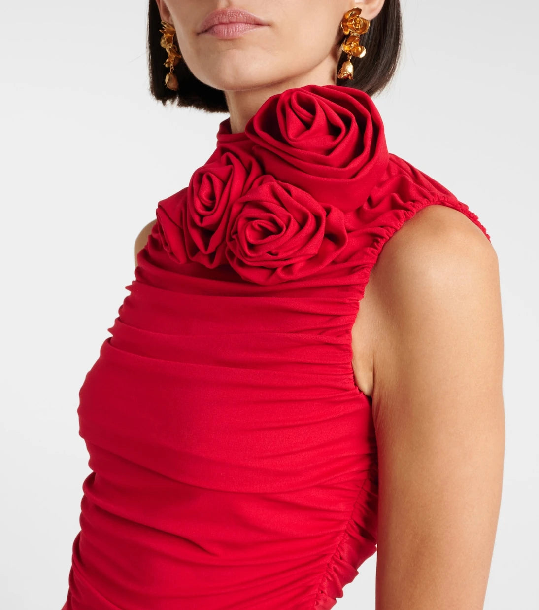 Magda Butrym - Floral-appliqué ruched jersey gown