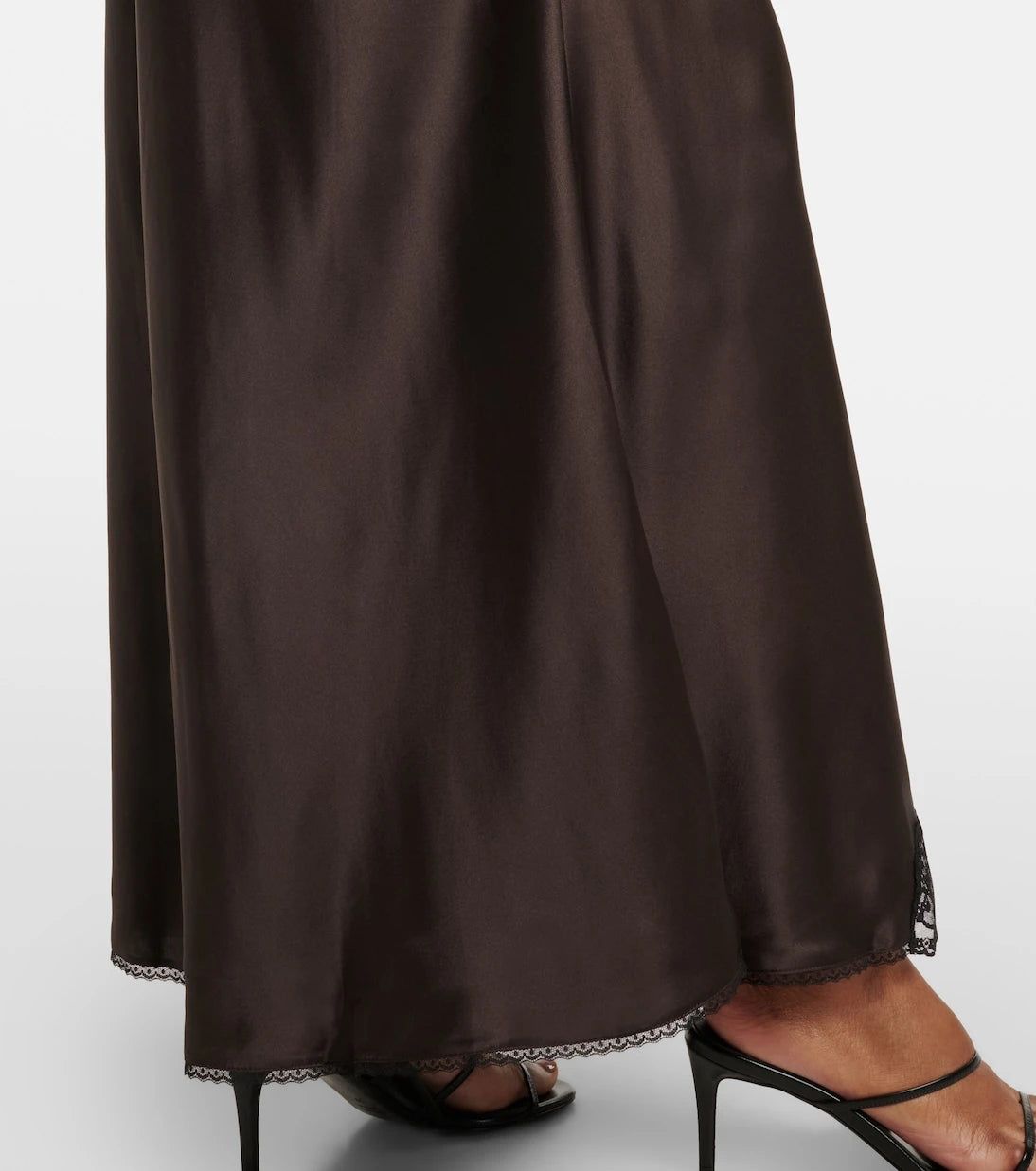 SIR - Lace-trimmed silk maxi dress