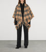 Beige Wool-Cashmere Check Cape