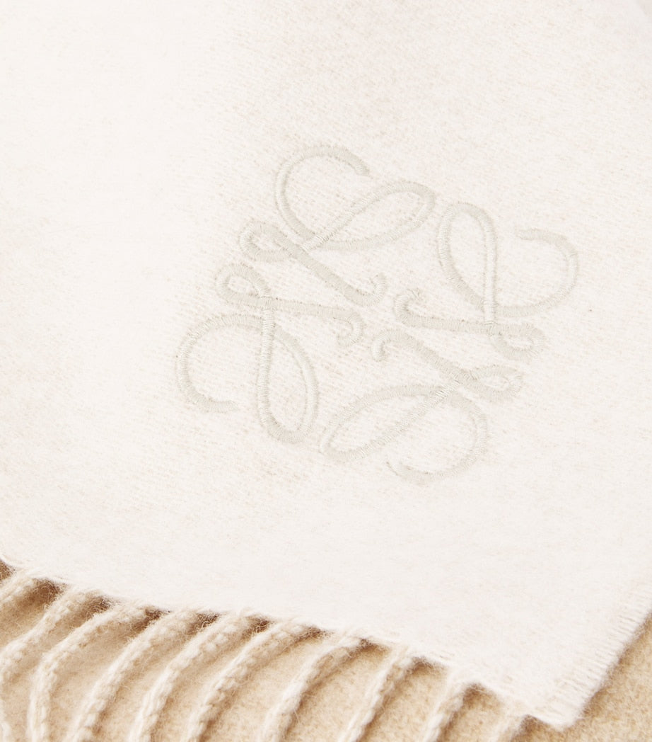LOEWE White Bicolour Anagram Scarf