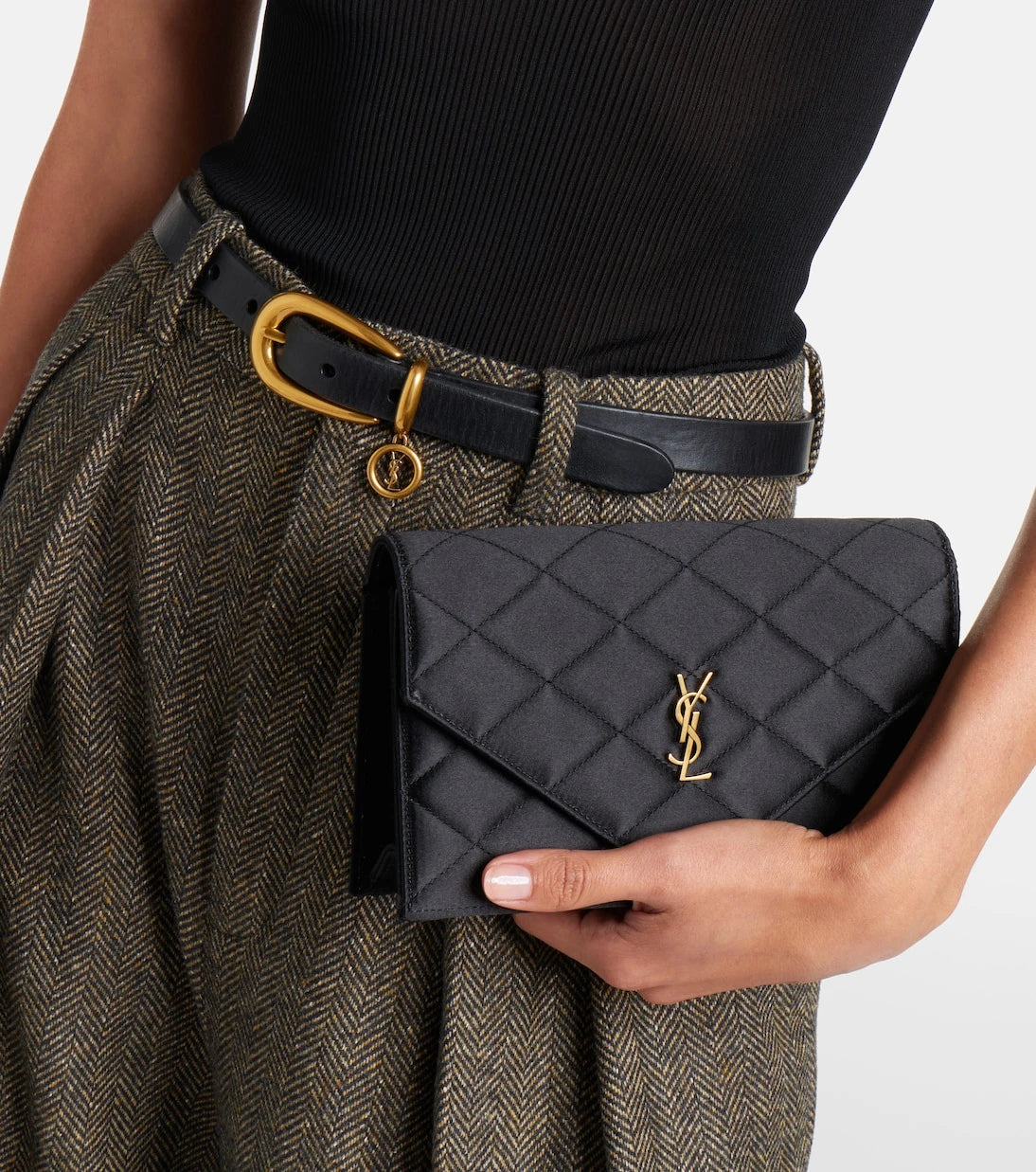 Saint Laurent - Paris Mini quilted satin shoulder bag